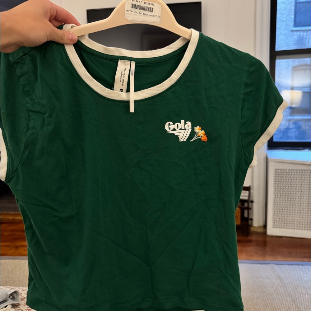 Anthropologie x Gola Green Tee with embroidery